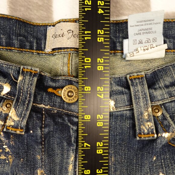 Next Jeans metallic gold paint splatters  US Size 4/6,  uk 10 - Picture 5 of 12